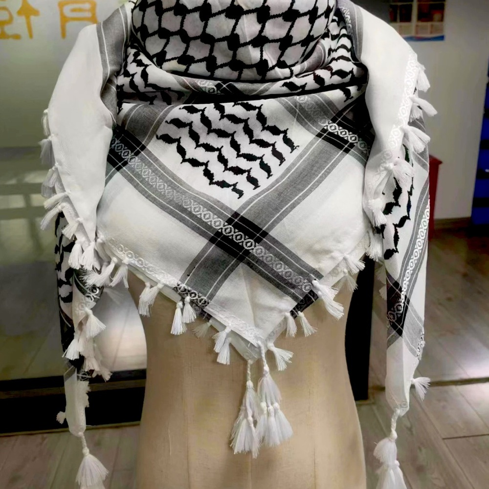 Classic Black & White Patterned Men's Keffiyeh Scarf